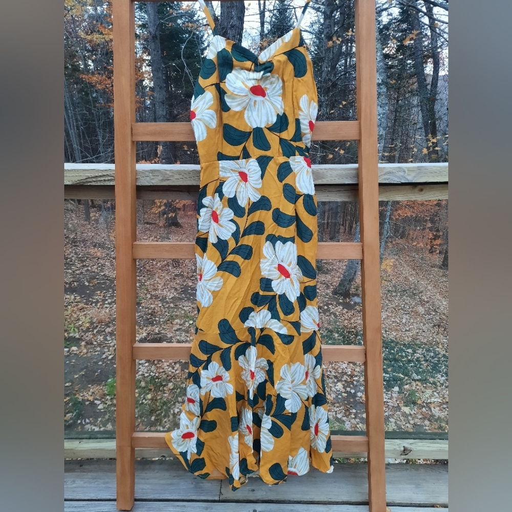 Yellow White Asymmetrical Ruffled Maxi Sundress